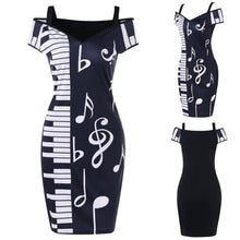 Load image into Gallery viewer, KANCOOLD dress new high quality Music Note Print Strapless V-neck Short Sleeve Dress Camisole Mini dress women AP24