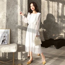 Load image into Gallery viewer, BGTEEVER Ruffles Polka Dot Women Chiffon Dress Elastic Waist Flare Sleeve Female Long Vestidos Retro A-line Women Dress 2019